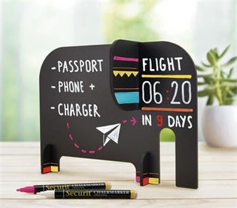 Stolní tabulka Securit Silhouette 3D Animals ELEPHANT s popisovatelným povrchem + popisovač