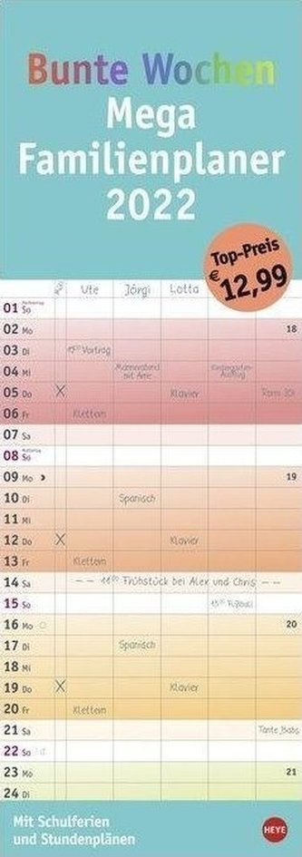 Bunte Wochen Mega Familienplaner Kalender 2022