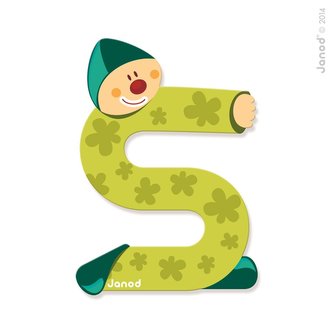 Janod Dřevěné písmenko S lepící 9 cm zelené fialové modré červené