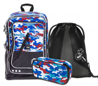 Baagl Set - Cubic Army: batoh, penál, sáček