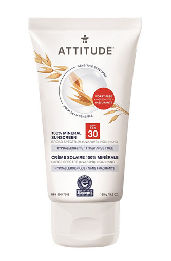 ATTITUDE 100% minerální opalovací krém ATTITUDE SPF 30 pro citlivou a atopickou pokožku bez vůně 150 g