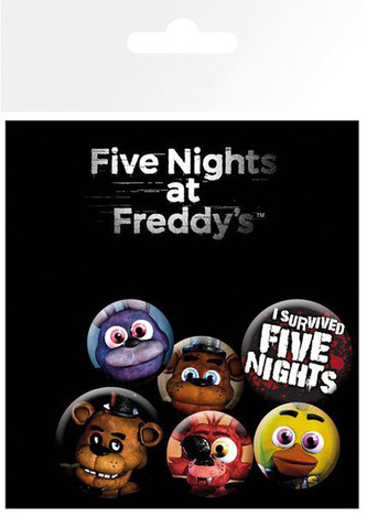 Placka Five Nights At Freddys: Set 6 placek (průměr 25 mm a 32 mm)