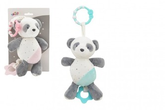 Medvěd/Medvídek závěs na postýlku/kočárek natahovací hrající strojek 24cm plyš 2 barvy na kartě 0+