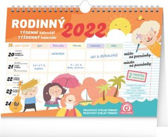 Kalendář 2022 rodinný plánovací: týdenní s háčkem, 30 × 21 cm