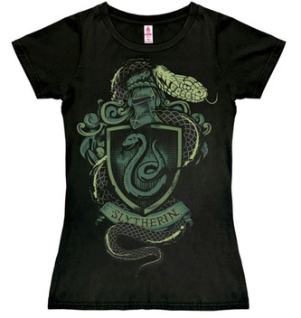 Dámské tričko Harry Potter: Slytherin Logo (S) černé bavlna