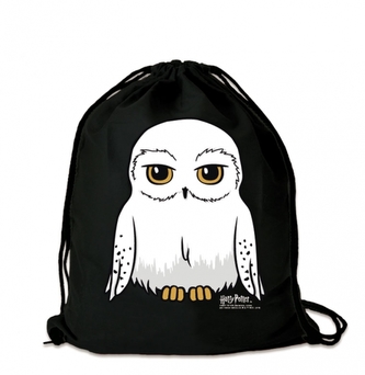 Bavlněnný gym bag - vak se šňůrkami Harry Potter: Svěžná sova Hedwiga (35 x 44 cm) černá bavlna