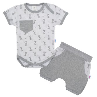 2-dílná letní bavlněná souprava New Baby Perfect Summer světle šedá - velikost 74 (6-9m)