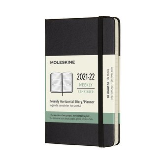 Moleskine Horizontální diář 2021-2022 tvrdý černý S