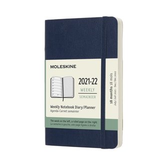 Moleskine Plánovací zápisník 2021-2022 měkký modrý S