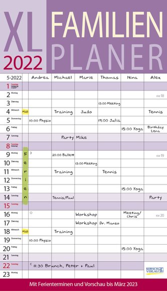 XL Familienplaner 2022