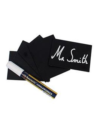 Tabulka Securit TAG A7 pro popis křídou (omyvatelné), 20ks, Black + popisovač + upevňovací prvky