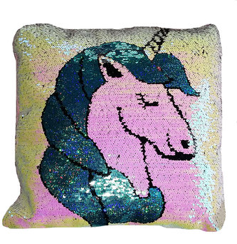 Polštář s flitry jednorožec