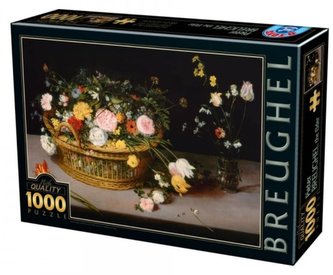 Puzzle 1000 Brueghel, Kwiaty w drewnianym naczyniu