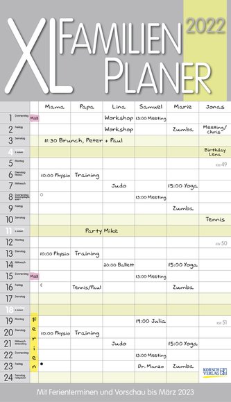 XL Familienplaner Pastell 2022