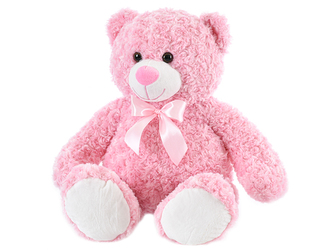 Medvěd plyšový růžový 65cm s mašlí 0m+ v sáčku