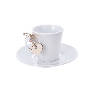 Hrnek s podšálkem 0,09l + visačka srdíčko