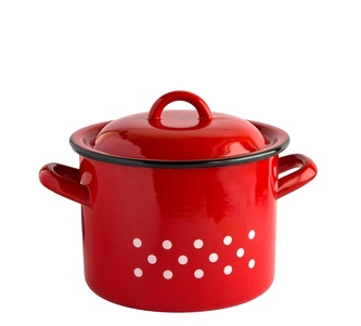 Hrnec s poklicí smalt červený/puntíky 20 cm 5 L
