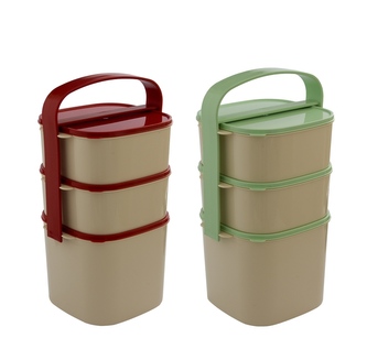 Jídlonosič plast 3-dílný klasik 2x1,2l + 1x2l oranž,zelený,červený