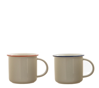 Hrnek Tina 250ml barevný okraj modrá/červená