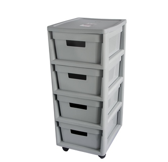 Regál s zásuvkami INFINITY 4x11L šedý 66x36x30cm