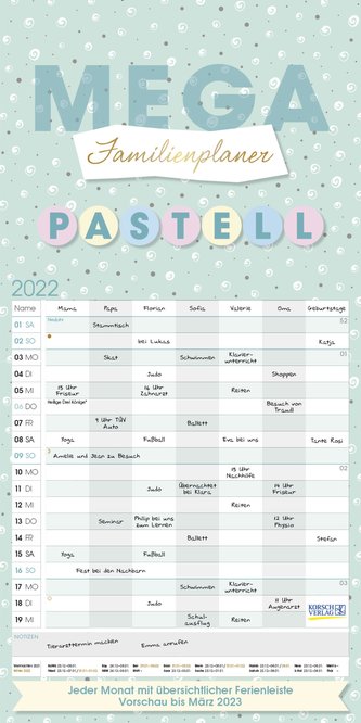 Mega Familienplaner Pastell 2022