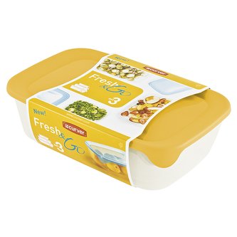 Curver Fresh&Go orange sada misek na uchování potravin, 3ks žluté/modré