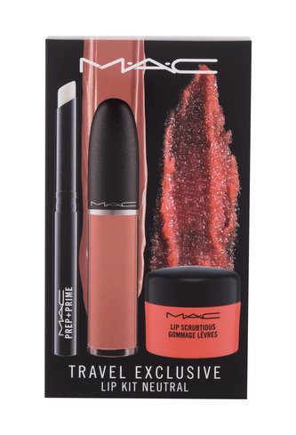 MAC Travel Exclusive rtěnka Retro Matte Liquid Lipcolour 5 ml + podkladová báze Prep + Prime Lip 1,7 g + peeling na rty Lip Scrubtious 14 ml Candied Nectar