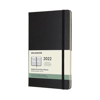 Moleskine Vertikální týdenní diář 2022 tvrdý černý L