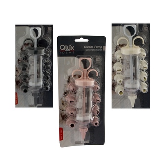 Zdobička pístová,8 trysek/růžová,bílá,šedá/22cm Zdobička pístová,8 trysek/růžová,bílá,šedá/22cm