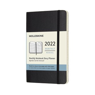 Moleskine Měsíční diář 2022 měkký černý S