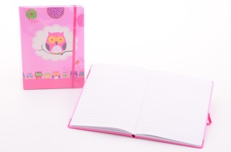 Zápisník dívčí A5 s gumou Sovičky