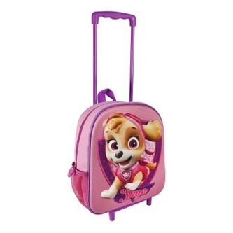 Batoh 3D Tlapková patrola s vysouvací držadlem a kolečky růž