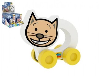 Moje první autíčko Kočička pěna 8,5x8cm na kartě 10ks v boxu 0+(lze mixovat s ostatními zvířátky)