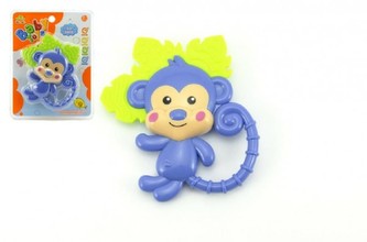 Kousátko/chrastítko opice plast 14cm na kartě 3m+