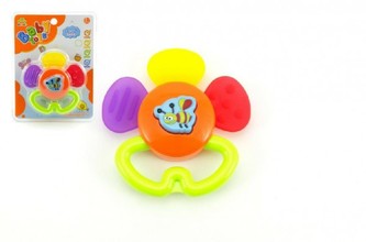 Kousátko kytička pískací plast 11cm na kartě 3m+