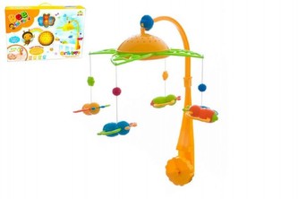 Kolotoč nad postýlku broučci plast svítící na baterie 6m+ v krabici 52x36x10cm