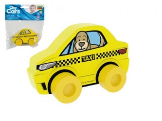Moje první auto Taxi pes žluté pěna 10x7cm v sáčku 0+