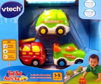 Tut Tut Autíčka sada 3ks plast 9-10cm na baterie se zvukem se světlem v krabici 23x19x7cm Vtech