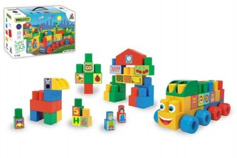 Kostky stavebnice Middle Blocks plast 140ks v krabici 59x35x20cm Wader