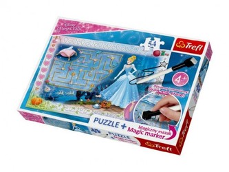 Puzzle + magický fix Princezny - hledání střevíčku/Disney  54 dílků v krabici 33x23x4cm