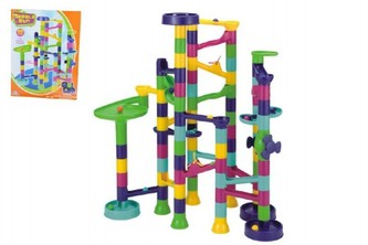 Kuličková dráha 88ks+10 kuliček plast v krabici 40x31x8cm