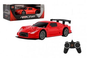 Auto RC sport plast 20cm červené na baterie 27MHz v krabici 26x10x12cm