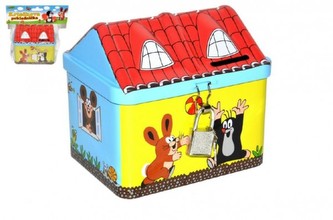 Pokladnička Krtek domeček plech 11,5cm v sáčku