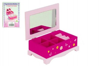 Skříňka šperkovnice Princess zrcadlo dřevo 17x7x11,5cm v krabici