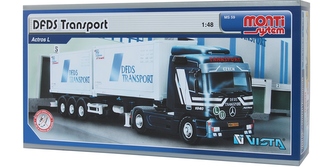 Stavebnice Monti 59 DFDS Transport Actros L-MB 1:48 v krabici 31,5x16,5x7,5cm