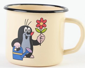 Krtek - hrnek smaltovaný 7cm, krémový/ konev