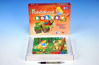Kostky kubus Pohádky dřevo 20ks v krabičce 20x16x4cm