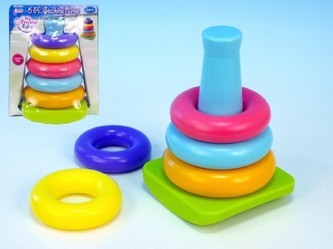 Teddies - Skládanka pyramida s kroužky 21cm plast 5ks v krabici 6m+