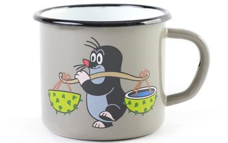 Krtek - hrnek smaltovaný 7cm, šedý/ kaštan