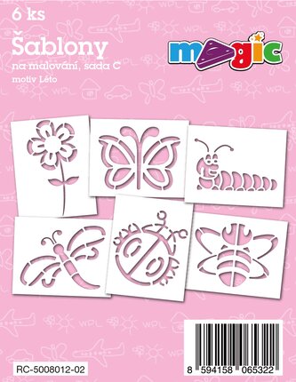 Papírové šablony MAGIC, 11 x 14cm, 6ks, sada C - Léto